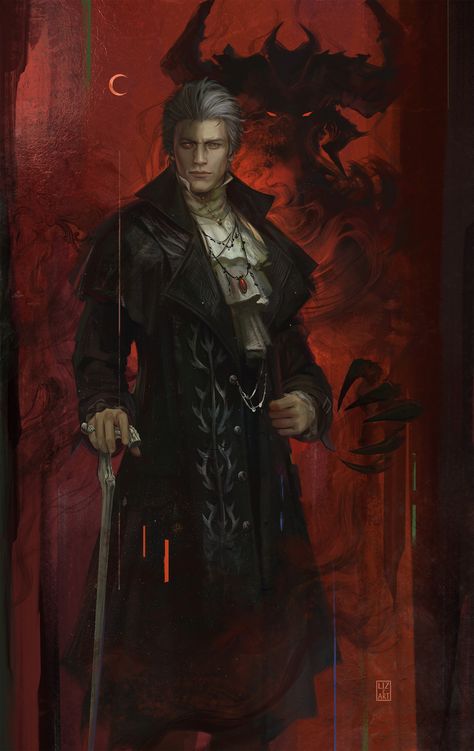 Dante Devil May Cry, 다크 판타지, Dungeons And Dragons Homebrew, Devil May Cry, 영감을 주는 캐릭터, Fantasy Artwork, Dark Fantasy Art, Fantasy Character Design, Character Concept