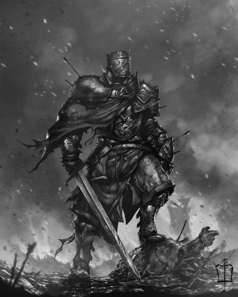 Crusader Knight Fantasy Art, Gothic Knight Art, Knights Templar Art, Dark Fantasy Knight Art, Medieval Dark Knight, Fallen Knight, Knight Greatsword, Knight Tattoo, Crusader Knight