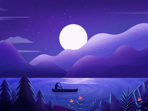 Night Vector Illustration, Land Scape Illustration, 2d Landscape Illustration, Flat Design Illustration Landscape, Flat Illustration Landscape, Vector Landscape Illustration, Landscape Illustration Art, Night Sky Illustration, Flat Landscape