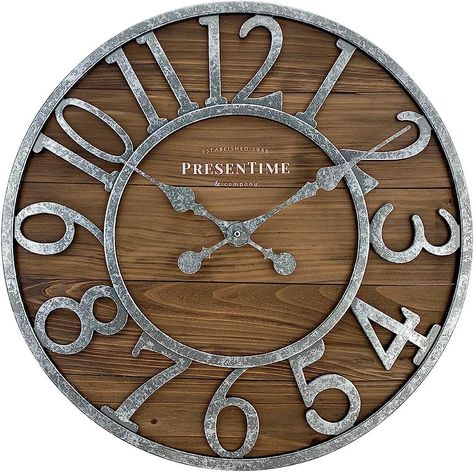 Farmhouse Wall Clock, Rustic Clock, Outdoor Clock, Diy Clock Wall, Country Decor Rustic, Wood Wall Clock, Wood Display, Rustic Farmhouse Decor, Weathered Wood