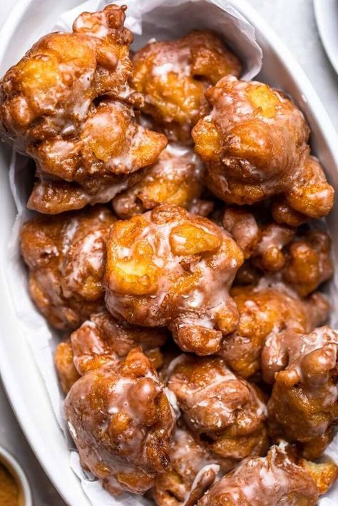 Blueberry Fritters Recipe, Vegan Apple Fritters, Apple Fritter Bread, Baking Treats, Apple Fritter, Vegan Donuts, Vegan Apple, Vegan Bakery, Apple Fritters