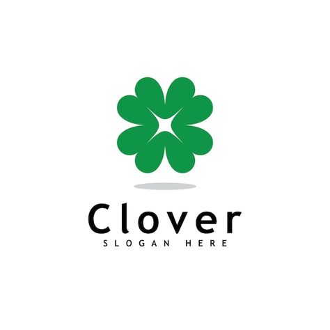 Vector clover leaf logo template design | Premium Vector #Freepik #vector #clover-logo #clover #lucky-clover #shamrock Four Leaf Clover Logo, Clover Logo Design, Wellness Logos, Healing Symbol, Herb Logo, Clover Logo, Healing Symbols, 7 Logo, Clover Design