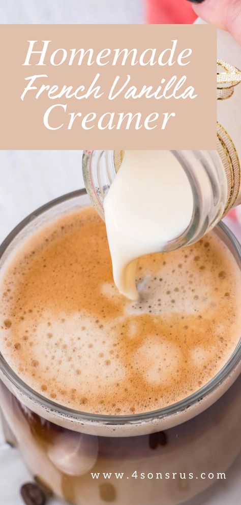 Homemade French Vanilla Coffee Creamer, French Vanilla Coffee Creamer, Homemade Coffee Creamer Recipe, Diy Coffee Creamer, Keto Coffee Creamer, French Vanilla Creamer, Vanilla Coffee Creamer, Homemade Coffee Creamer, Coffee Creamers