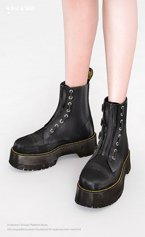 Dr.Martens Sinclair Platform Boots | Patreon Sims4 Custom Content, Sims 4 Cc Goth, Platform Dr Martens, Dr Martens Sinclair, Jadon Platform Boots, Mod Shoes, Doc Marten Boot, Cc Shoes, Sims 4 Cc Shoes