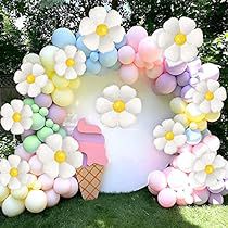 Princess Theme Birthday Party, Daisy Party, Yellow Balloons, Pastel Balloons, Garland Arch, Fiesta Baby Shower, Spring Pastels, Balloon Flowers, White Balloons