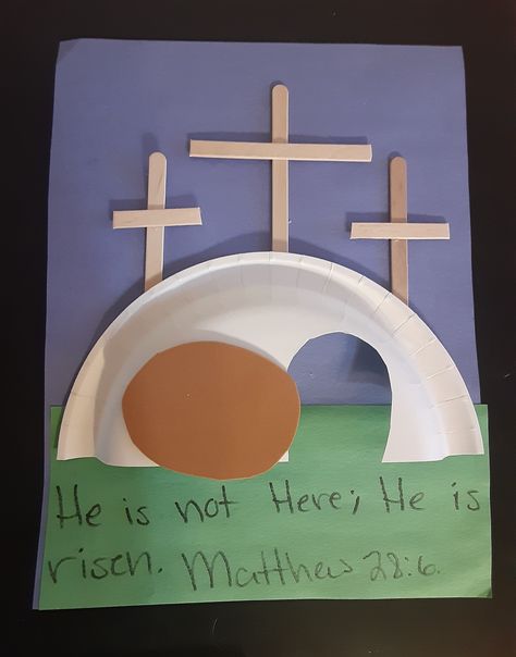 Easter He Is Risen Craft, Jesus Empty Tomb Craft, Jesus Tomb Craft, Easter Crafts Sunday School, Jesus Resurrection Craft, Resurrection Sunday Crafts, Empty Tomb Craft, Easter Story For Kids, Easter Stories