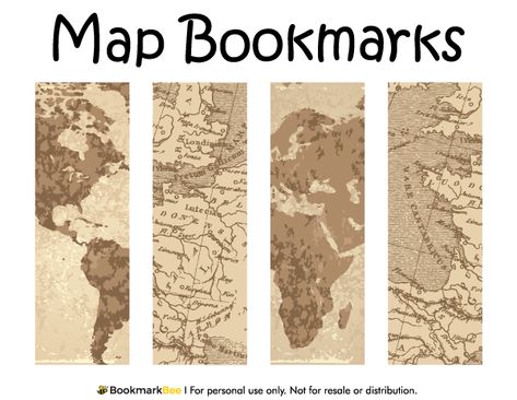 Free printable map bookmarks. Download the PDF template at http://bookmarkbee.com/bookmark/map/ Free Crochet Bookmark Patterns, Free Crochet Bookmark, Colouring Bookmarks, Junque Journal, Free Printable Bookmarks, Bookmark Crochet, Vintage Bookmarks, Crochet Bookmark, Bookmark Printing