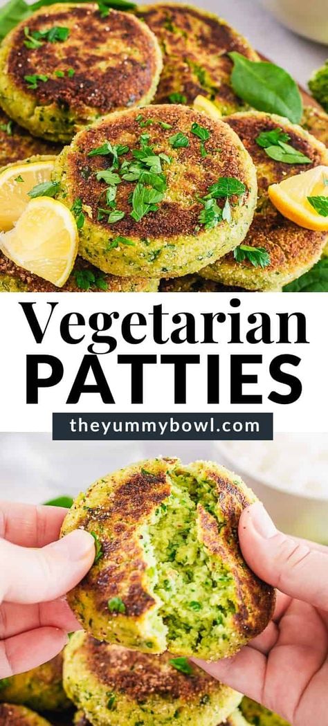 Vegetarian patties are delicious and flavorful, made with healthy veggies such as broccoli, cauliflower, and spinach. These nutritious patties will be ready in less than 30 minutes and are gluten free. Vegetarian Patties Recipes, Broccoli Patties Healthy, Tuna Broccoli Patties, Broccoli Fritters Vegan, Healthy Yogurt Dip, Spinach Quinoa Patties, Broccoli Pattie’s, Broccoli Patties, Cauliflower Burger