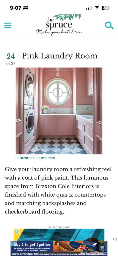 Pink Laundry Rooms, White Quartz Countertop, Pink Paint, White Quartz, Quartz Countertops, Laundry Room, Backsplash, Home Goods, Countertops