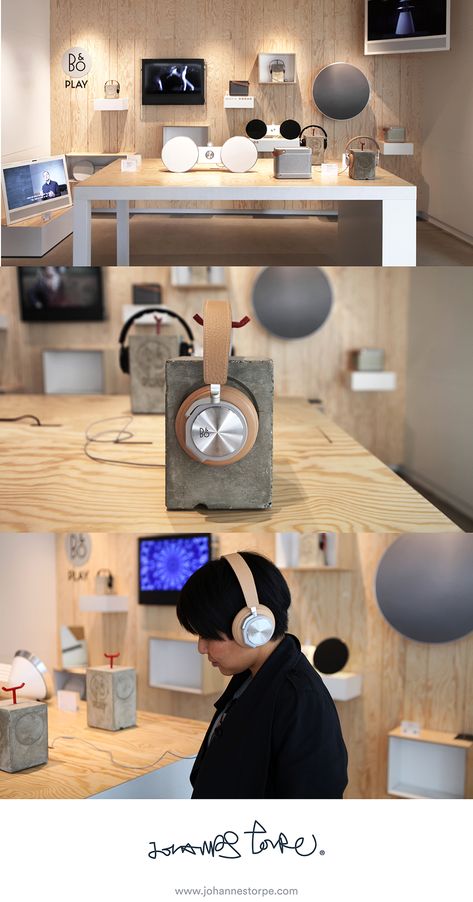 Electronic Shop Interior Design, Audio Exhibition, Retail Design Concept, Samsung Experience Store, Samsung Retail Store Design, Headphone Display, Bang And Olufsen Headphones, Audio Store, Bang Olufsen