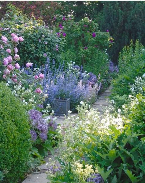 Uk Cottage Garden, Small English Garden, Curb Appeal Landscape, Front Garden Landscape, Cottage Garden Design, Flower Garden Design, English Cottage Garden, Rock Garden Landscaping, Blue Garden