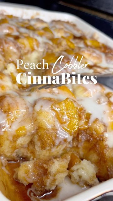 Cheesecake Heaven (A’ishah) on Instagram: "Not Cinnabun BUT Cinnabites🔥 We had to add the peach cobbler toppings🤤 Update: full recipe and video has been reposted on new post. Forgive us for the lack of content these days. November and December are our busiest months of the year 😩" Peach Cobbler Cinnabites, Peach Cobbler Cinnamon Rolls, Peach Cheesecake, Cinnamon Roll Icing, Cobbler Topping, Apple Cinnamon Rolls, Active Dry Yeast, Pumpkin Cinnamon Rolls, Brown Sugar Glaze