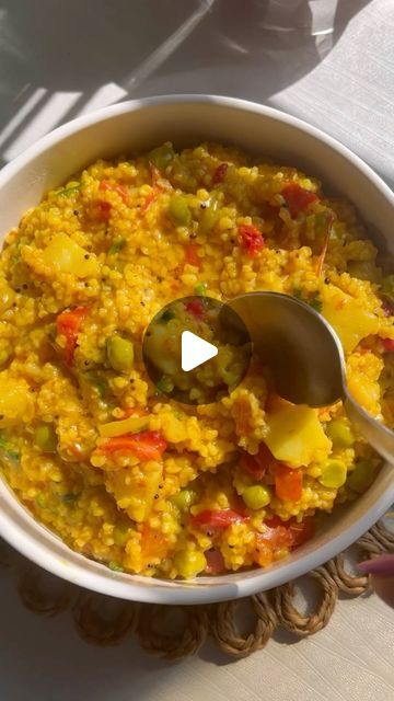 Shilpi Sharma on Instagram: "✨vegetable Dalia One of the simplest and healthiest food , it is low in fat and cholesterol, high in iron and fiber, good carbs. It’s easy to make, vegan, minimally spiced and very filling with all the veggies and fiber. You can prepare this either for breakfast or for dinner and keep yourself full for long.  INGREDIENTS OF VEGETABLE DALIA 1 cup broken wheat (dalia) 2 teaspoon ghee 1 teaspoon mustard seeds 1/4 teaspoon asafoetida salt as required 1/2 teaspoon turmeric 1/2 tsp red chilli powder 1/2 tsp coriander powder 1 chopped tomato 1 green chilli 3 tablespoon peas 1 small chopped carrot 1/4 tsp garam masala Fresh coriander 3 cup water  Serve vegetable dalia with curd, pickle or some salad and enjoy. Do try this recipe, and let us know how it turned out to be Dalia Recipe, Indian Food Without Tomatoes, Daliya Recipe Indian, Vegetable Dalia Recipe, Gujarati Dal Recipes, Dalia Recipe Indian, Gujarati Dal, Indian Lentils Dal, Bengali Masoor Dal Recipe