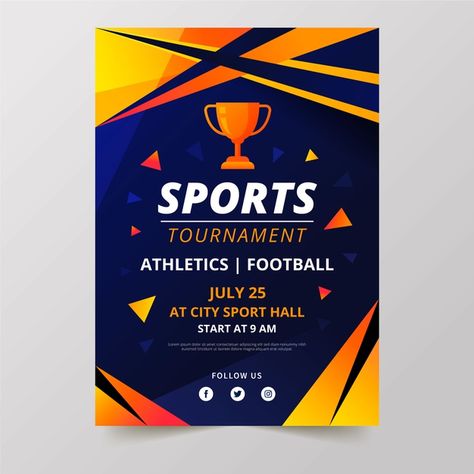 Sport poster design tournament Free Vect... | Free Vector #Freepik #freevector #flyer Sport Tournament Poster, Sports Tournament Poster, Sports Branding Design, Winner Poster Design Ideas, Program Poster Design, Sport Day Poster, Sports Day Flyer, Winners Poster Design, Sports Day Poster