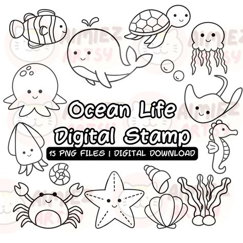 Under The Sea Doodles, Sea Life Doodles, Under The Sea Drawing, Sea Animals Clipart, Under The Sea Drawings, Planning 2024, Theme Drawing, Summer Rocks, Animal Illustration Kids