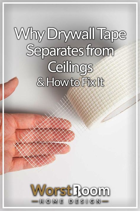 Why Drywall Tape Separates From Ceilings & How to Fix It Drywall Tape Peeling, Mudding Drywall Tips, How To Fix Drywall Tape On Ceiling, How To Fix Ceiling Drywall, Repair Drywall Tape Ceiling, Replacing Ceiling Drywall, Fixing Drywall Damage, Ceiling Drywall Repair, How To Repair Drywall Tape On Ceiling