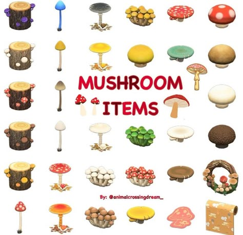 1,976 Likes, 32 Comments - 𝐀𝐍𝐈𝐌𝐀𝐋 𝐂𝐑𝐎𝐒𝐒𝐈𝐍𝐆 𝐍𝐄𝐖 𝐇𝐎𝐑𝐈𝐙𝐎𝐍𝐒 🍀 (@animalcrossingdream_) on Instagram: “All mushroom items in #animalcrossingnewhorizons , what is your favourite item? My favourite item…” Mushrooms Animal Crossing, Mush Lamp, Acnh Mushroom, Mushroom Items, Animal Crossing Items, Acnh Guide, Acnh Tips, Acnh Items, Animal Crossing Design Ideas