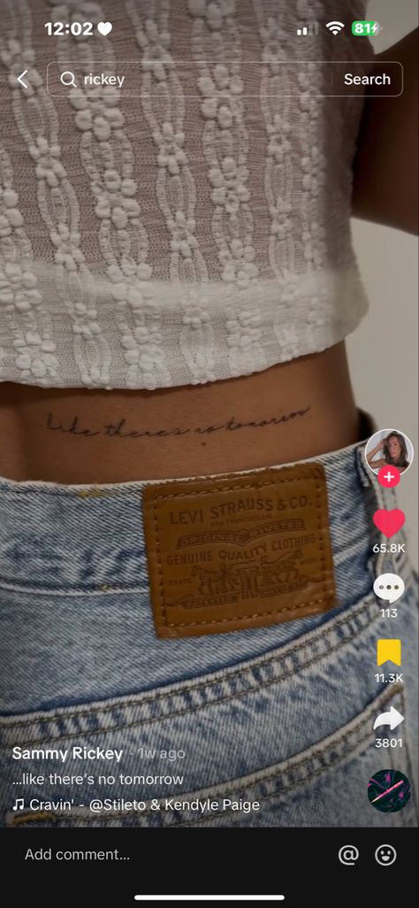 Lower Back Tattoo, No Tomorrow, Levi Strauss & Co, Lower Back Tattoos, Back Tattoo, Levi Strauss, Lower Back, Quality Clothing, Tattoos