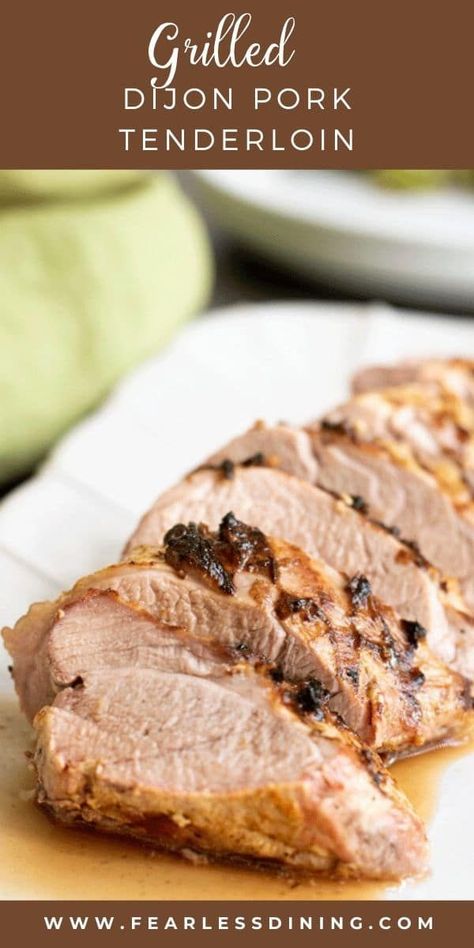 This dijon marinated pork tenderloin makes a healthy quick and easy dinner. Cook on the grill, this grilled pork recipe is ready in under 30 minutes, this recipe is naturally gluten free, paleo, whole30, and keto. fearlessdining #porktenderloin #honeymustard #grilledpork Gluten Free Pork Tenderloin Recipes, Marinated Pork Tenderloin, Mustard Pork Tenderloin, Pork Pasta, Pork Roast In Oven, Gluten Free Dinner Easy, Roasted Pork Tenderloins, Pork Recipes Easy, Marinated Pork Tenderloins