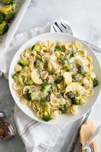 Roasted Broccoli Orecchiette | Sarcastic Cooking Broccoli Orecchiette, Orecchiette Broccoli, Broccoli Lemon, In A Perfect World, Simple Pasta, Pasta Water, Easy Pasta Dishes, Lemon Olive Oil, Good Roasts