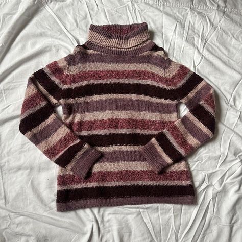 Adorable striped Fashion Bug mock turtle neck... - Depop Turtleneck Aesthetic, Kim Pine, Mock Turtle Neck, Tøp Aesthetic, Turtleneck Outfit, 80s Women, Birthday Inspo, Turtle Neck Jumper, Turtle Neck Sweater