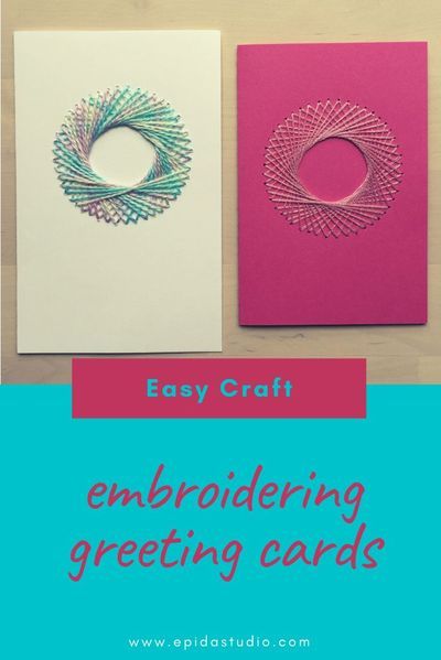 Greeting Card Tutorials How To Make, Hand Stitched Greeting Cards, Cards With Stitching, Greeting Card Embroidery, Card Embroidery Patterns Free, Thread Cards Diy, Embroidery Cards Pattern Free Printable, Stitching Cards Patterns Free, Paper Embroidery Patterns Free