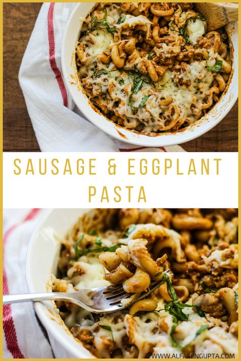 Eggplant Sausage Casserole, Sausage And Eggplant Pasta, Eggplant Sausage Pasta, Eggplant Sausage Recipes, Eggplant And Sausage Recipes, Eggplant Pasta, Work Recipes, Recipes Pork, Potluck Dinner