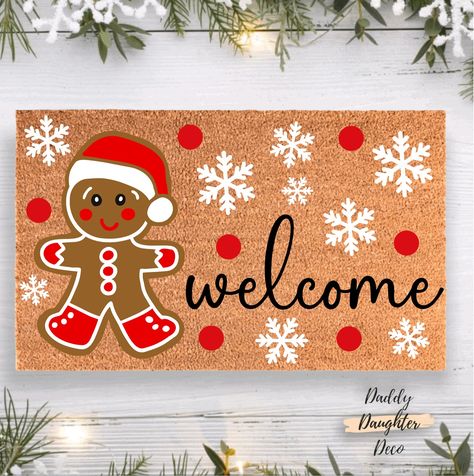 𝐃𝐞𝐜𝐤 𝐘𝐨𝐮𝐫 𝐃𝐨𝐨𝐫𝐬𝐭𝐞𝐩! 🎄✨☃️ Our brand-new Christmas doormat designs have arrived just in time for the holiday season! 🎄✨ Whether you’re looking for a fun, classic, or whimsical style, we’ve got a design for you. These designs and more Christmas decor is available in our Etsy Shop ✨ #doormat #doormatsofinstagram #doormatdesign #christmasdecorideas #christmasporch #christmasporchdecor #porchdecor #christmashomedecor #daddydaughterdeco Christmas Floor Mats, Gingerbread Doormat Diy, Christmas Rug Painting Ideas, Christmas Rug Diy, Christmas Welcome Mat, Christmas Door Mat Diy, Christmas Door Mat Ideas, Diy Christmas Door Mat, Gingerbread Doormat