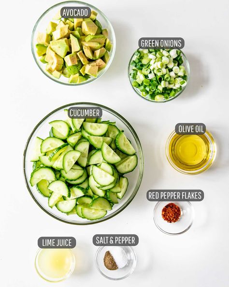 Easy Salads No Lettuce, Avocado And Cucumber Recipes, Avocado Cumber Salad, Best Avocado Salad, Salad Recipes Without Meat, Avocado Snacks Healthy, Asian Avocado Salad, Avocado Recipes Lunch, Quick Easy Salads