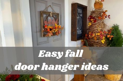 35 Easy DIY Fall Door Hanger Ideas - Mica Restaurant Fall Door Hangers Diy, Flower Cones, Fall Acorns, Fall Door Hanger, Door Hangers Diy, Door Hanger Ideas, Dollar Tree Fall, Pumpkin Door Hanger, Hanger Ideas