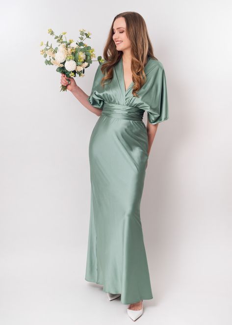 Green Silk Dress Bridesmaid, Sage Green Wedding Guest Dress, Sage Green Silk Dress, Green Wedding Guest Dress, Silk Dress Bridesmaid, Long Dress Wedding Guest, Bridesmaid Dress Silk, Green Wedding Guest Dresses, Long Dress Wedding