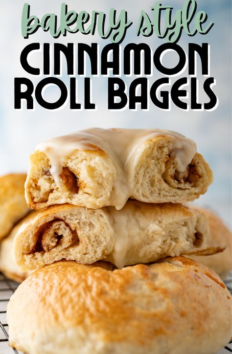 Cinnamon Roll Bagels - Cooking With Karli Cream Cheese Recipes For Bagels, Easy Homemade Bagels, Christmas Bagels, Cinnamon Bagels Recipe Homemade, Homemade Cinnamon Bagels, Flavored Bagels, Homemade Bagel Recipe, Bagel Flavor Ideas, Homemade Cinnamon Swirl Bagels