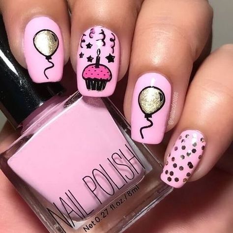 Birthday Nail Art, Birthday Nail Designs, Kids Nail Designs, Birthday Nail, Cute Nail Colors, Party Nails, Nails For Kids, Birthday Nails, Cute Nail Designs