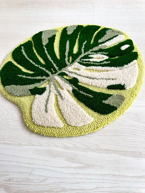 Monstera Variegata Leaf Rug Tufted Area Rug Monstera Leaf Accent Rug Green Plant Carpet Tropical Home Decor Plant Lover Gift For Plant Mom Plant Carpet, Monstera Variegata, Leaf Rug, Rug Tufted, Tropical Home Decor, Woven Wall Art, Tropical Home, Tufted Rugs, Rug Green