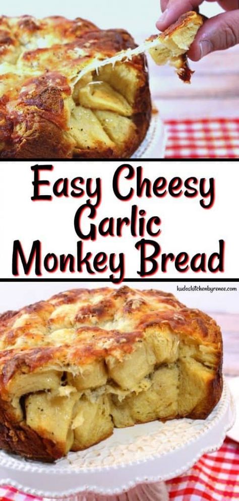 Cheesy Garlic Monkey Bread, Garlic Monkey Bread Recipe, Cheesy Monkey Bread, Springform Pan Recipes, Garlic Monkey Bread, Savory Monkey Bread, Monkey Bread Recipe, Bread Pull Apart Recipes, Canned Biscuits