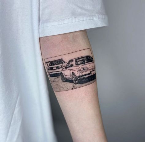 Drifting Tattoo, Jdm Tattoo Ideas, Driving Tattoo, Car Guy Tattoos For Men, Jdm Tattoo, Mercedes Tattoo, Tattoo Car, Car Lover Tattoo, Car Tattoos For Guys