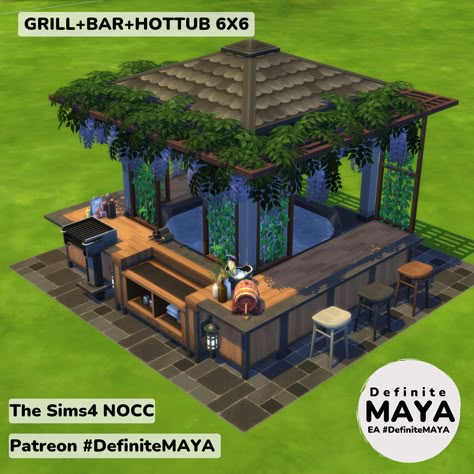 NOCC/ Mod-Free/Need Packs **Functional in gameplay. ***Download from EA gallery #DefiniteMAYA *** Support me on Patreon *** Sims 4 Outside Ideas, Backyard Sims 4, Sims 4 Cc Landscaping, The Sims 4 Backyard Ideas, Nightclub Sims 4, Sims 4 Patio Ideas, Sims Backyard Ideas, Sims 4 Hot Tub Cc, Sims 4 Patio