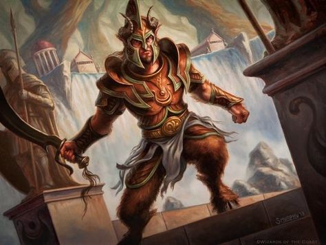 Fantasy Illustrations by Scott Murphy | Cruzine Satyr Fighter, Mtg Art, Wildlife Artwork, Monster Art, Fantasy Illustration, Dnd Characters, Magic The Gathering, Creature Art, The Gathering