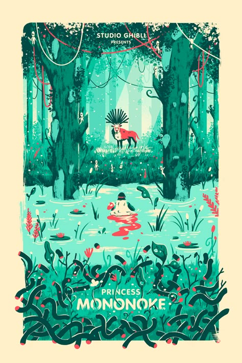 Ghibli Poster, Studio Ghibli Poster, Ghibli Studios, Ghibli Artwork, Studio Ghibli Movies, Studio Ghibli Art, Princess Mononoke, Alternative Movie Posters, Ghibli Movies