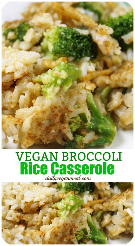 Broccoli And Rice Casserole, Crispy Fried Onions, Broccoli And Rice, Vegan Broccoli, Vegan Casserole, Broccoli Rice Casserole, Rice Casserole Recipes, Broccoli Rice, Vegan Sausage