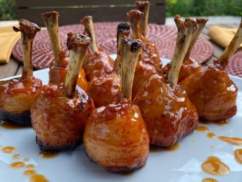 Get Honey Bourbon Chicken Pops Recipe from Food Network Chicken Pops, Lollipop Chicken, Honey Bourbon Chicken, Chicken Pop, Jeff Mauro, The Kitchen Food Network, Honey Bourbon, Chicken Lollipops, Bourbon Recipes