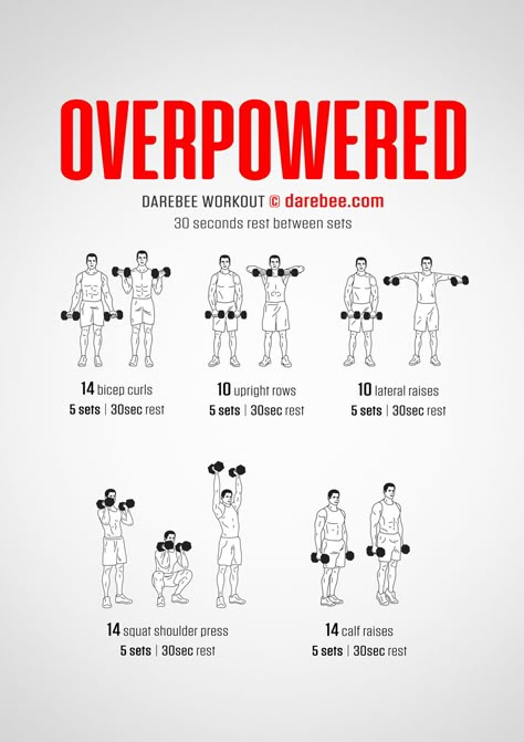 Overpowered Workout Darbee Workout Dumbell, Arm Day Workout Dumbell, Xena Workout, Strong Arms Workout, Kb Workout, Dumbbell Back Workout, Dumbbell Workout At Home, Army Workout, Best Fat Burning Workout