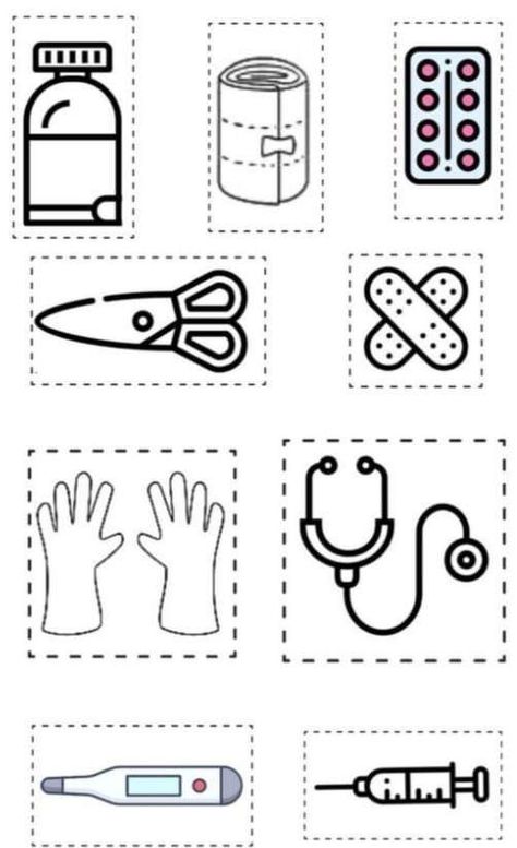 Doctor Hat Printable, Doctors Kit Preschool Craft, Emt Crafts For Preschool, Doctor Bag Craft Preschool, Doctor And Nurse Crafts For Preschool, Doctor Kit Craft Preschool, Preschool Doctor Crafts, Safe And Healthy Me Preschool, Doctor Worksheets Preschool