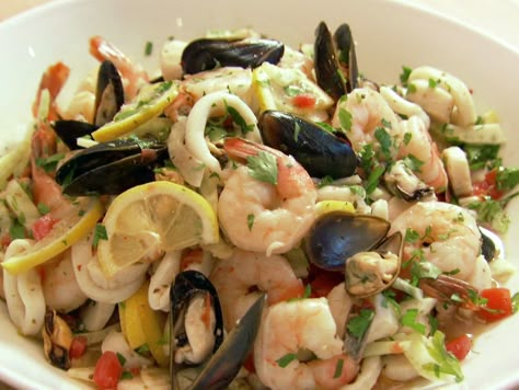 Italian Seafood Salad Recipe : Ina Garten : Food Network - FoodNetwork.com Italian Seafood Salad Recipe, Italian Seafood Salad, Pasta And Shrimp, Seafood Salad Recipe, Mixed Seafood, Italian Seafood, Barefoot Contessa Recipes, Sea Food Salad Recipes, Ina Garten Recipes