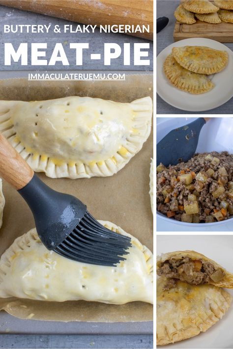 Meat-Pies are common in the UK. However, the Nigerian meat-pie takes the rich meat filling and buttery flaky pastry to a more delicious level #meatpie #mincedpie #Nigerianfood #Africanfood #savourypie Jamaican Meat Pies, Nigerian Meat Pie, African Kitchen, Meat Pie Recipe, Savoury Pies, African Dessert, Hand Pie Recipes, Nigerian Recipes, Hand Pie