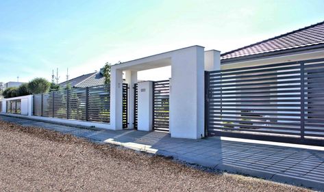 Gard Modern, Modern Gate, Modern Fence Design, House Gate Design, Modern Fence, Entrance Design, Driveway Gate, Backyard Fences, Fence Design