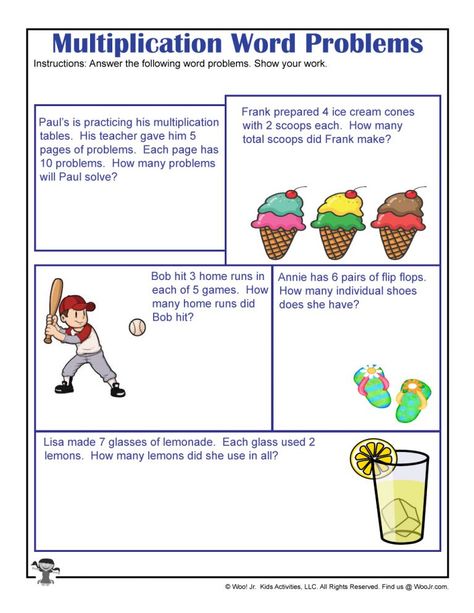 Summer Multiplication Word Problems for 3rd Grade | Woo! Jr. Kids Activities Multiplication Sums For Grade 3, Clue Words For Word Problems, Division Problems 3rd Grade, Multiplication Story Problems 3rd, 3rd Grade Math Worksheets Word Problems, Multiplication And Division Word Problems 3rd Grade, Multiplication Word Problems For Grade 2, Multiplication Worksheets Word Problems, 3rd Grade Learning Activities