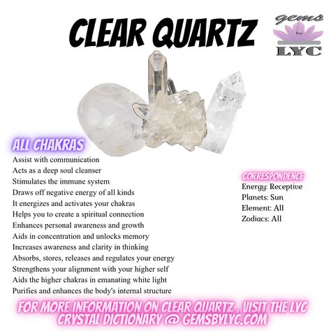 For more information on clear quartz jewelry and crystal knowlegde, Visit the LYC Crystal Dictionary @ gemsbylyc.com Quartz Crystal Meaning, Clear Quartz Crystal Meaning, Clear Crystal Quartz Meaning, Clear Quartz Meaning, Crystal Dictionary, Common Crystals Used In Witchcraft, Crystal Methampethamine, Smoky Clear Quartz Meaning, Clear Quartz Properties