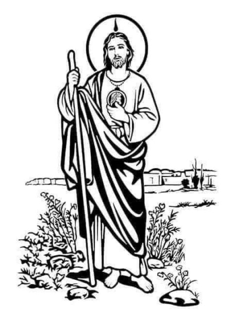 San Judas Drawing Easy, San Judas Tadeo Drawing, Saint Jude Drawing, San Judas Drawing, Money Design Art, Cheetah Drawing, Catholic Tattoos, Custom Leather Work, Tattoo Outline Drawing