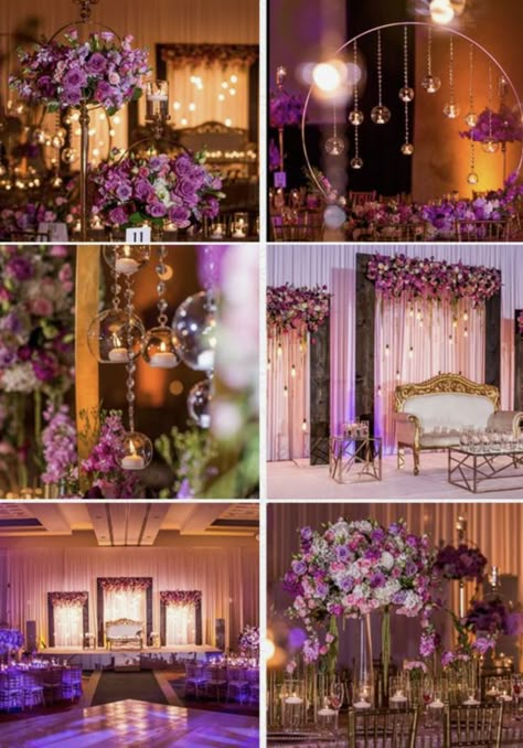 Shades Of Purple And Gold Wedding, Purple White Decoration Party, Shades Of Purple Decorations, Balloon Backdrop With Lights, Purple And Gold Event Decor, Lavender Gold And White Wedding, Shades Of Purple Wedding Decorations, Purple White Gold Wedding, Purple And Pink Wedding Decorations